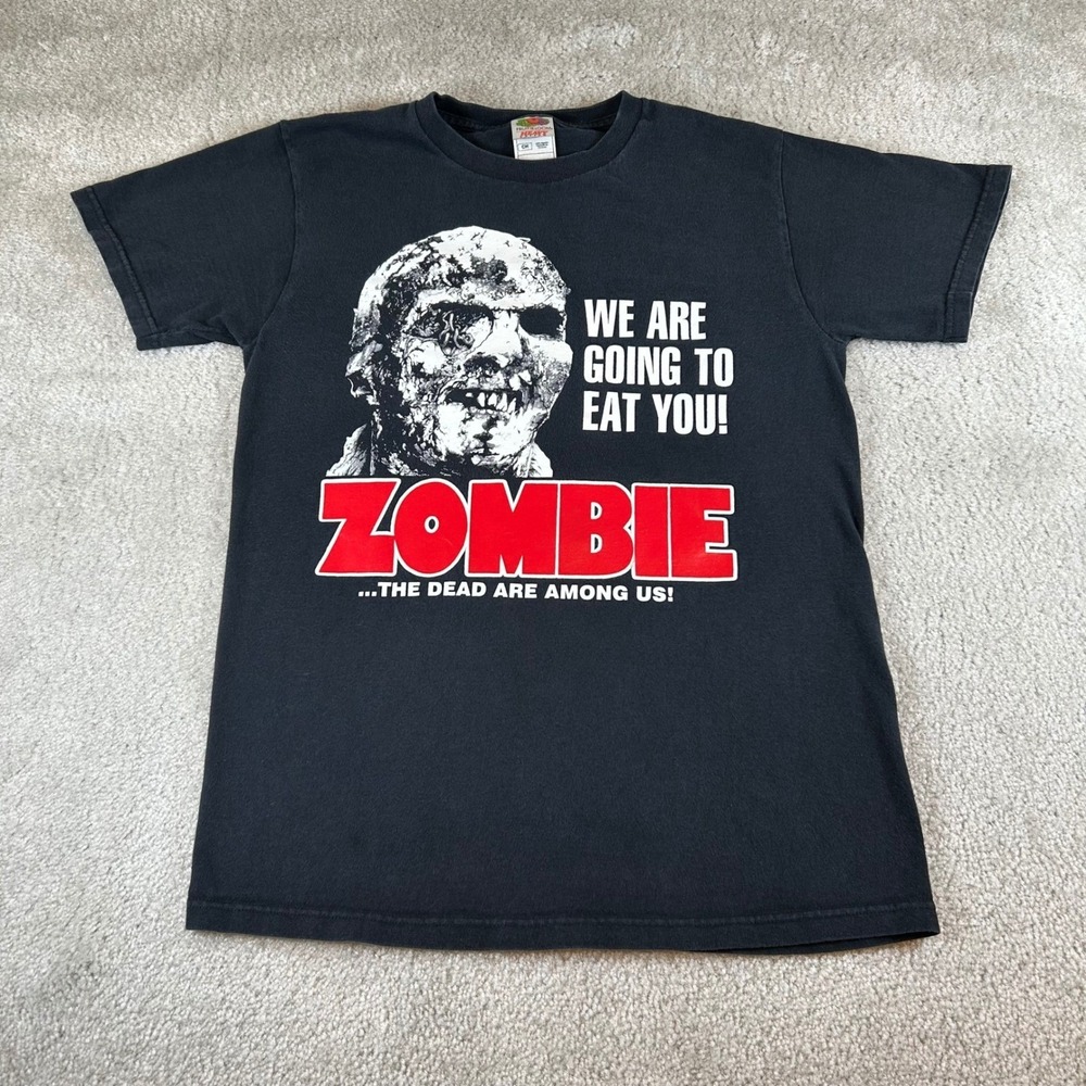 Vintage Lucio Fulci Zombie 1979 Movie Promo Graphic T-Shirt Cult Mens Small Rare
